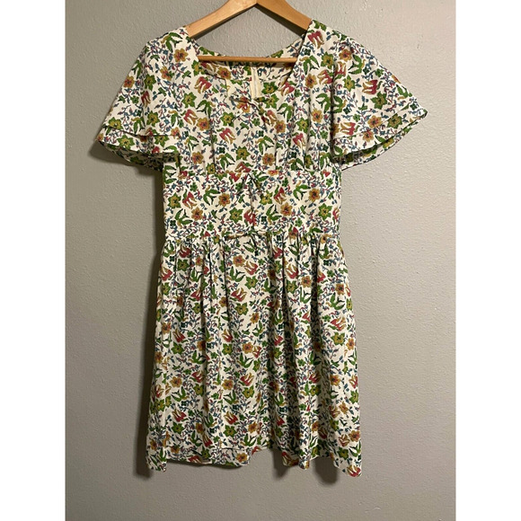 Handmade Dresses & Skirts - Vintage Handmade Womens Dress Medium Floral Pleated Ruffle Prairie Cottagecore